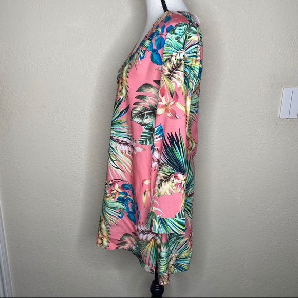 NEW La Blanca Tropical Rain V-Neck Coverup Tunic - Picture 4 of 7